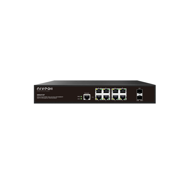  8- Port 10/100/1000Base-T PoE + 2 Gigabit SFP+ L2+ Management PoE+ Switch 